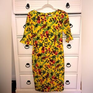 Yellow Floral Calvin Klein Dress Size 6